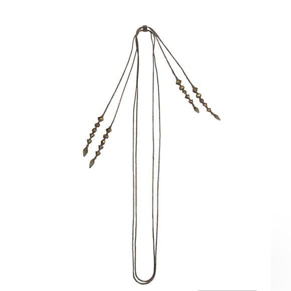 Stella & Dot Necklace Adjustable Soft Gold Tone Double Strand - Picture 4 of 5